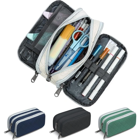big capacity pencil pouch with 3 compartments.webp