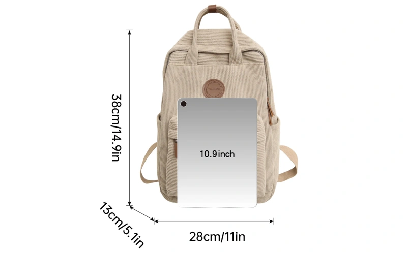 corduroy velvet backpack for students feature 1