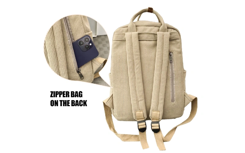 corduroy velvet backpack for students feature 2