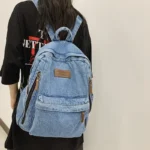 denim fashion backpack for school banner 4