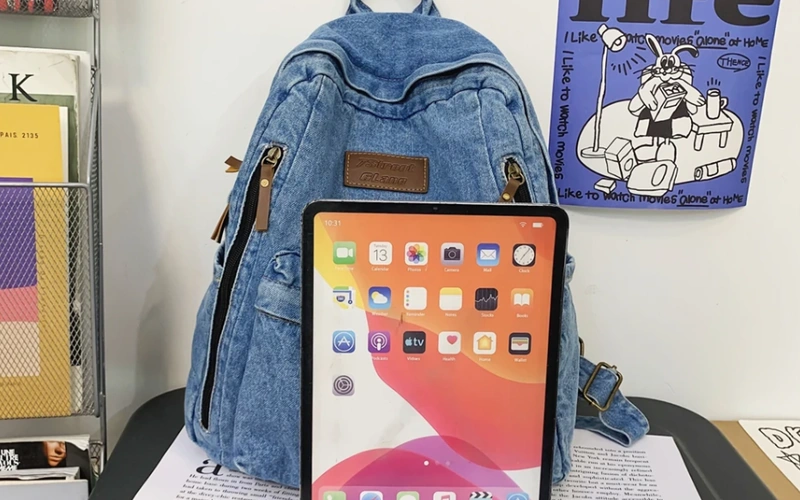 Denim Fashion Backpack for School