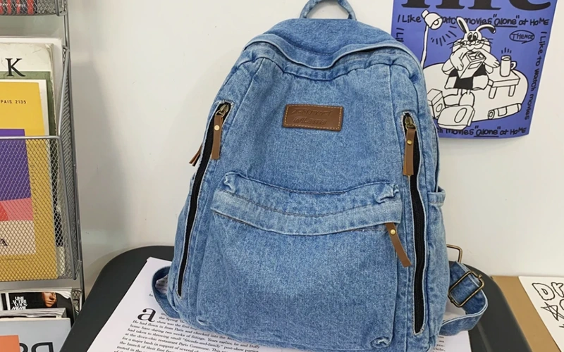 Denim Fashion Backpack for School