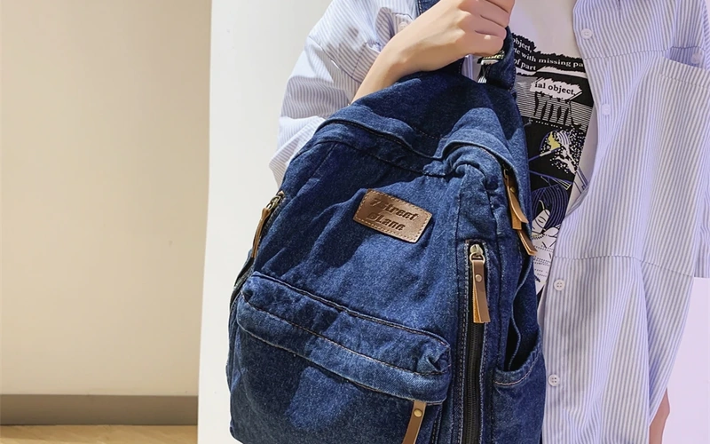Denim Fashion Backpack for School