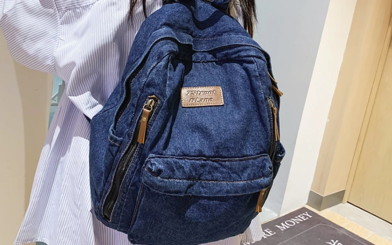 Denim Fashion Backpack for School