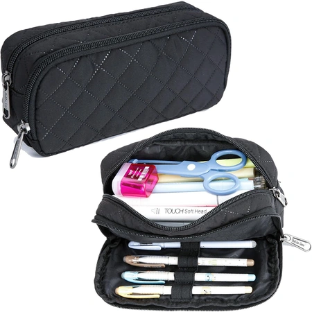 large capacity pencil pouch soft quilted pen bag.webp