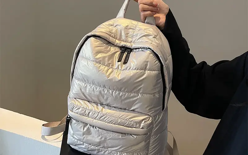 large capacity winter puffer school backpack feature 2