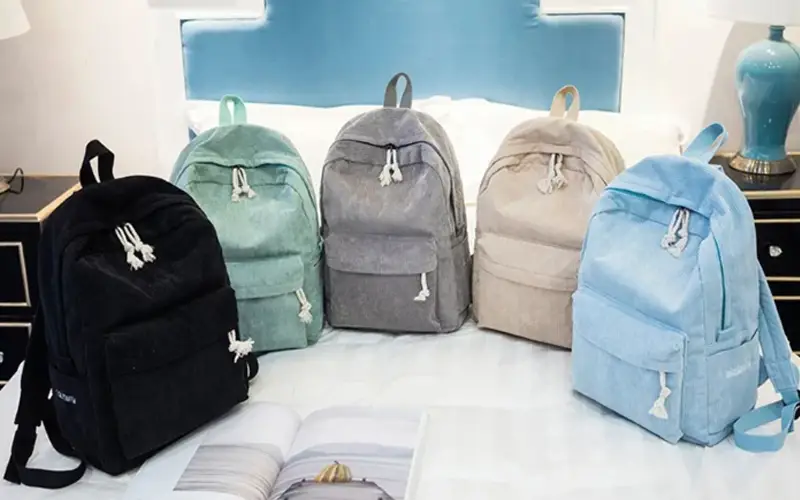 personalized corduroy anti theft school backpack for teenagers feature 2