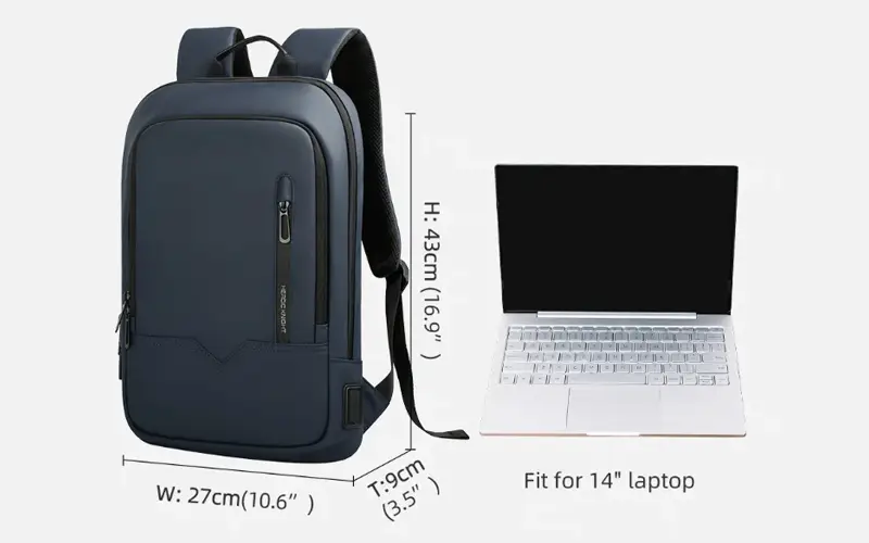 slim 15 6 inch waterproof laptop backpack with usb port feature 2