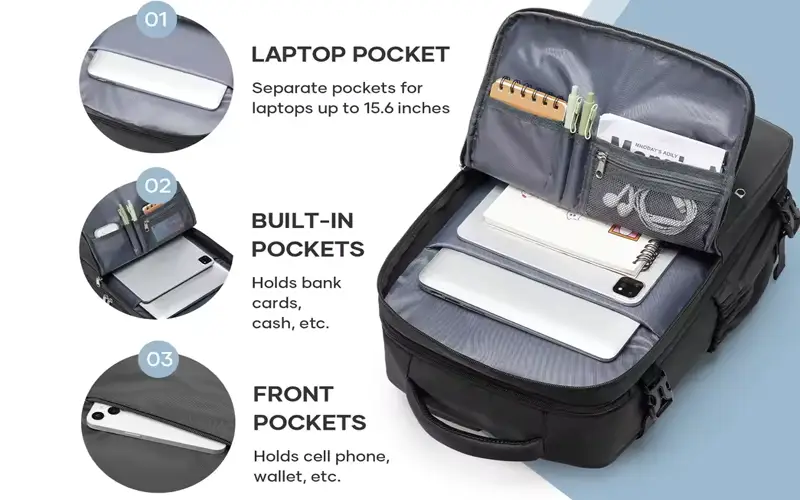 unisex large capacity laptop travel backpack feature 1